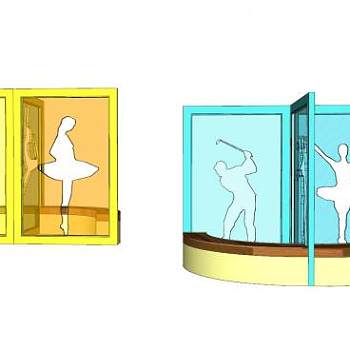 现代舞蹈主题景墙SU模型下载_sketchup草图大师SKP模型