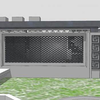 新中式观景墙设计sketchup模型下载_sketchup草图大师SKP模型