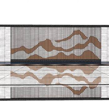 新中式水池景墙景观SU模型下载_sketchup草图大师SKP模型