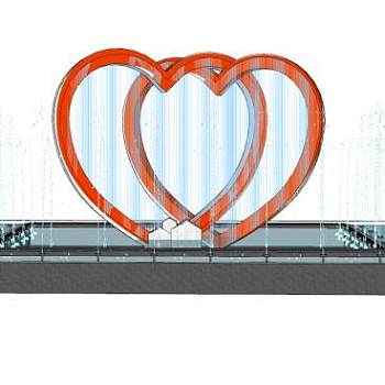 爱心喷泉小品SU模型下载_sketchup草图大师SKP模型