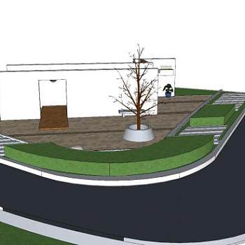 现代园林景墙景观SU模型下载_sketchup草图大师SKP模型