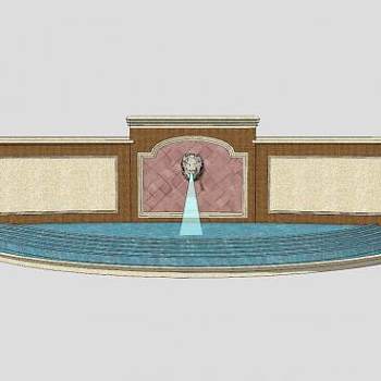 欧式雕塑流水景观墙SU模型下载_sketchup草图大师SKP模型