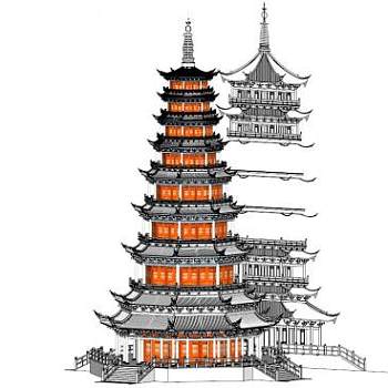 古建筑景观塔su模型下载_sketchup草图大师SKP模型