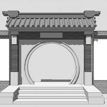 中式庭院院墙su模型下载_sketchup草图大师SKP模型