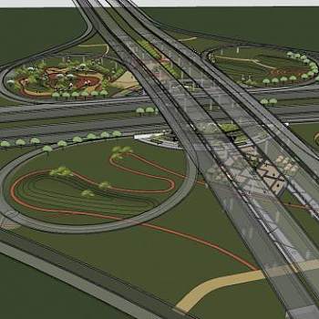 现代高速公路景观SU模型下载_sketchup草图大师SKP模型