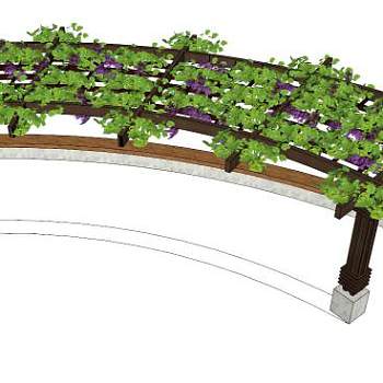 弧形的花架su模型下载_sketchup草图大师SKP模型