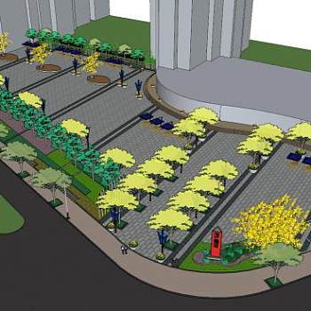 现代城市园林景观规划SU模型下载_sketchup草图大师SKP模型