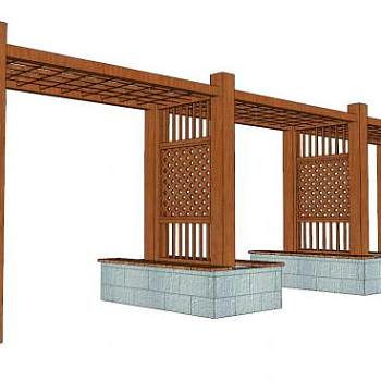 花架木制su模型下载_sketchup草图大师SKP模型