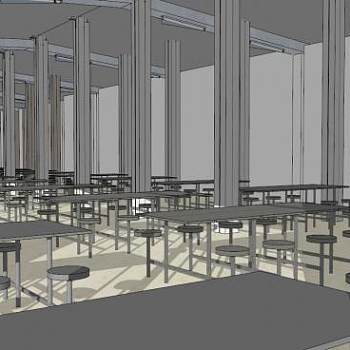 食堂餐桌su模型下载_sketchup草图大师SKP模型