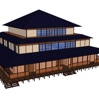 日式三层阁楼SU模型下载_sketchup草图大师SKP模型