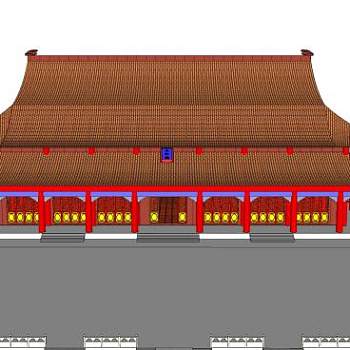 中式重檐歇山顶宫殿SU模型下载_sketchup草图大师SKP模型