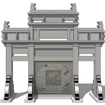 石质牌坊su模型下载_sketchup草图大师SKP模型