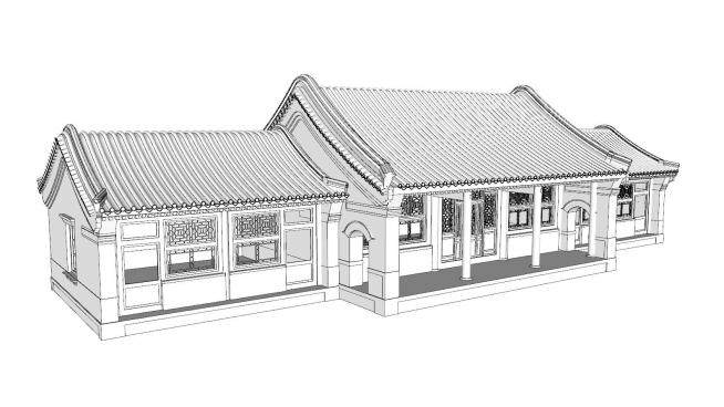 中式房屋建筑SU模型下载_sketchup草图大师SKP模型
