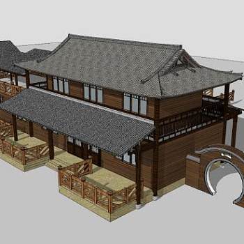 现代中式古建殿宇SU模型下载_sketchup草图大师SKP模型