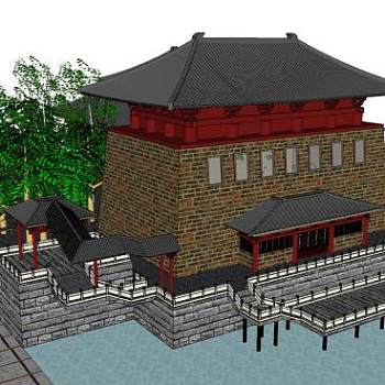 中式仿古建筑房屋SU模型下载_sketchup草图大师SKP模型