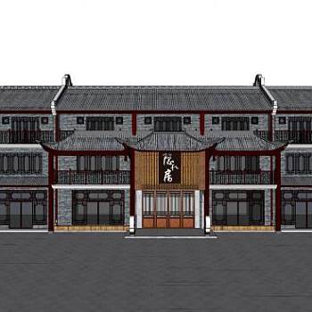 中式建筑日式客栈SU模型下载_sketchup草图大师SKP模型