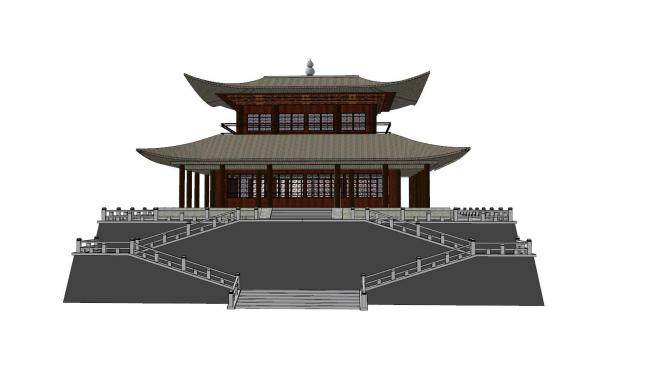 中式城门楼设计SU模型下载_sketchup草图大师SKP模型