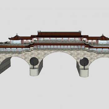 中式桥楼设计SU模型下载_sketchup草图大师SKP模型