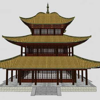 中式古建殿宇阁楼SU模型下载_sketchup草图大师SKP模型