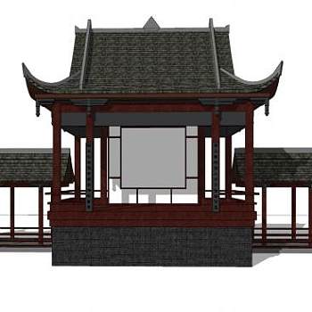 中式古建戏台SU模型下载_sketchup草图大师SKP模型