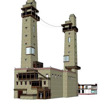 古典建筑塔楼SU模型下载_sketchup草图大师SKP模型