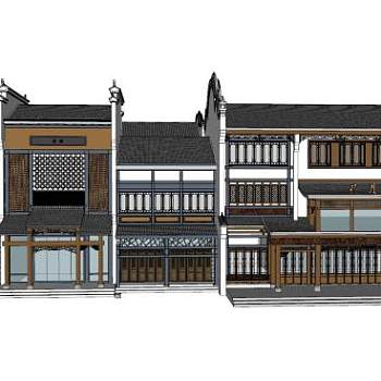 中式元素殿宇SU模型下载_sketchup草图大师SKP模型