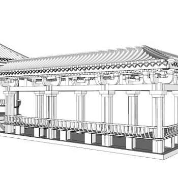 新中式亭廊SU模型下载_sketchup草图大师SKP模型