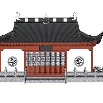 中式古建寺庙殿宇SU模型下载_sketchup草图大师SKP模型