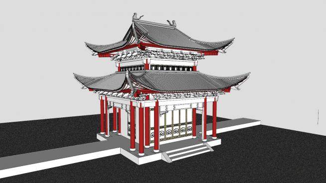 中式古建楼阁SU模型下载_sketchup草图大师SKP模型