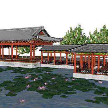 古建走廊su模型下载_sketchup草图大师SKP模型