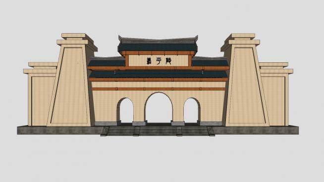中式古建城门楼SU模型下载_sketchup草图大师SKP模型