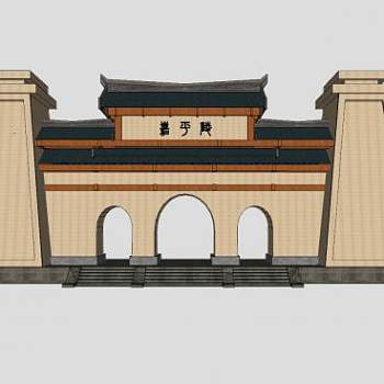 中式古建城门楼SU模型下载_sketchup草图大师SKP模型