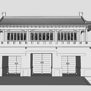 中式古建城门楼台SU模型下载_sketchup草图大师SKP模型