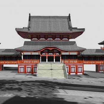 中式古建殿宇景观SU模型下载_sketchup草图大师SKP模型