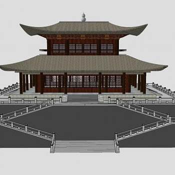 中式楼阁建筑SU模型下载_sketchup草图大师SKP模型