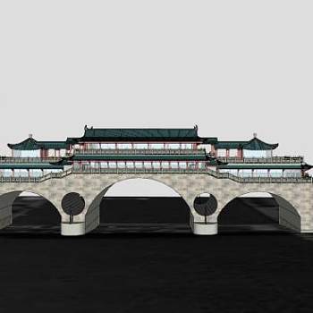 中式古建城楼设计SU模型下载_sketchup草图大师SKP模型