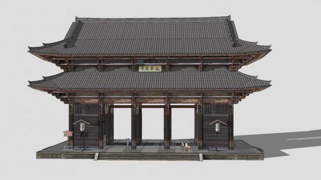 中式寺庙大门设计SU模型下载_sketchup草图大师SKP模型