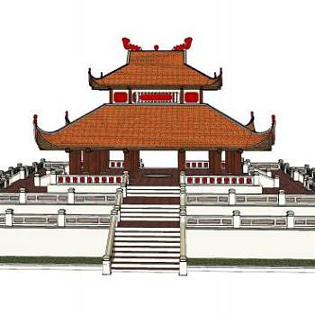 中式古建亭台楼阁SU模型下载_sketchup草图大师SKP模型