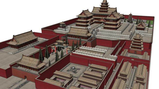 中式宫殿古建SU模型下载_sketchup草图大师SKP模型