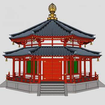 中式古建佛寺SU模型下载_sketchup草图大师SKP模型