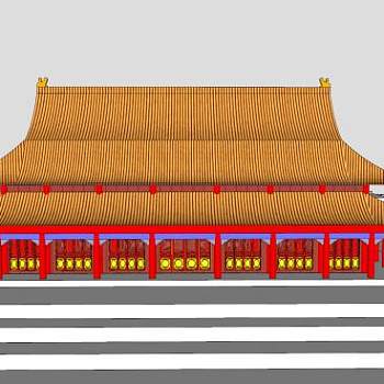 中式古建宫殿祠堂SU模型下载_sketchup草图大师SKP模型