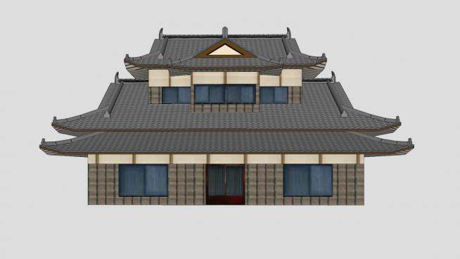 日式古建阁楼SU模型下载_sketchup草图大师SKP模型