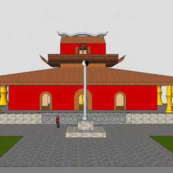 中式古建道观殿宇SU模型下载_sketchup草图大师SKP模型