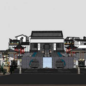 中式民房景观建筑SU模型下载_sketchup草图大师SKP模型