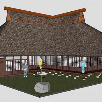 日式古建寺庙SU模型下载_sketchup草图大师SKP模型