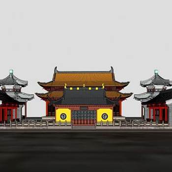 中式寺庙建筑设计SU模型下载_sketchup草图大师SKP模型