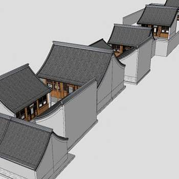 中式古建民房sketchup模型下载_sketchup草图大师SKP模型