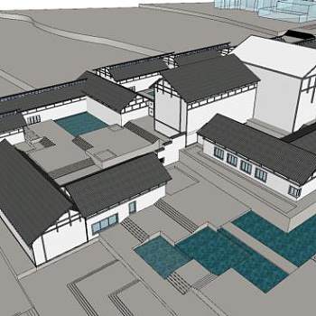 新中式民房设计SU模型下载_sketchup草图大师SKP模型