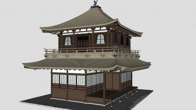 日式古建阁楼sketchup模型下载_sketchup草图大师SKP模型