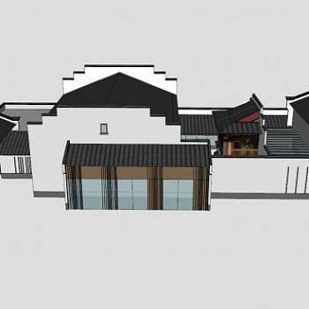 新中式房屋建筑SU模型下载_sketchup草图大师SKP模型